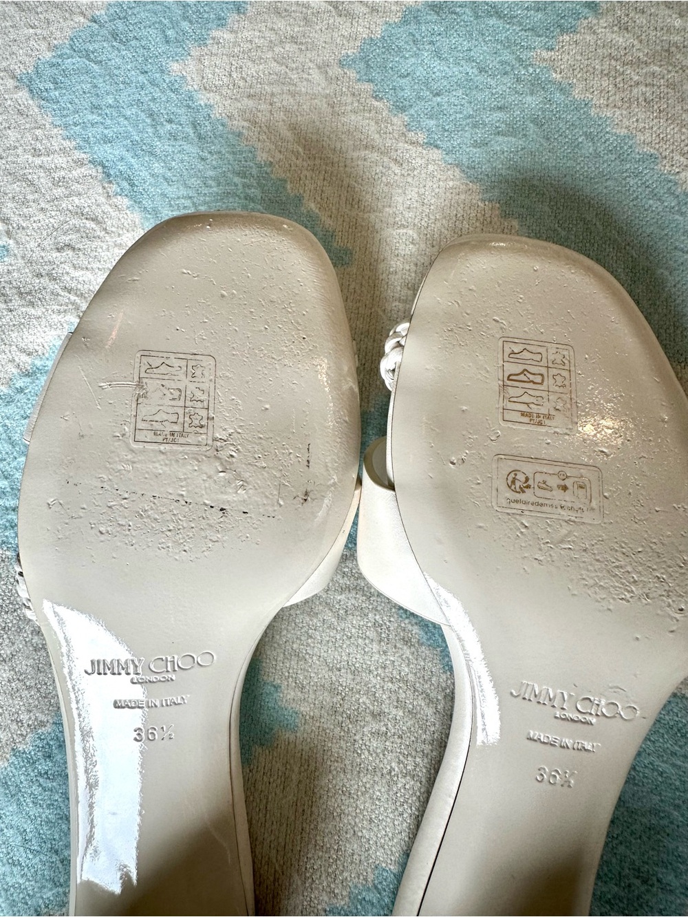 Jimmy Choo Rori Slide Sandal - "latte" (ivory/white) 36.5/6.5B - Almost New! - Picture 4 of 7